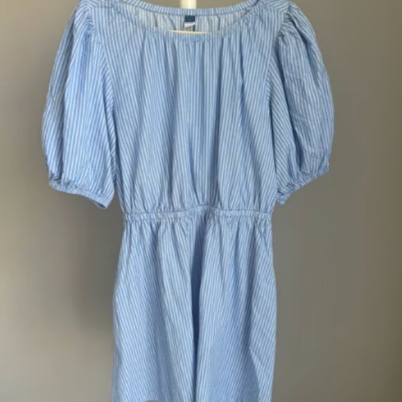 Old Navy Dresses & Skirts - Waist-Defined Puff-Sleeve Striped Mini Dress